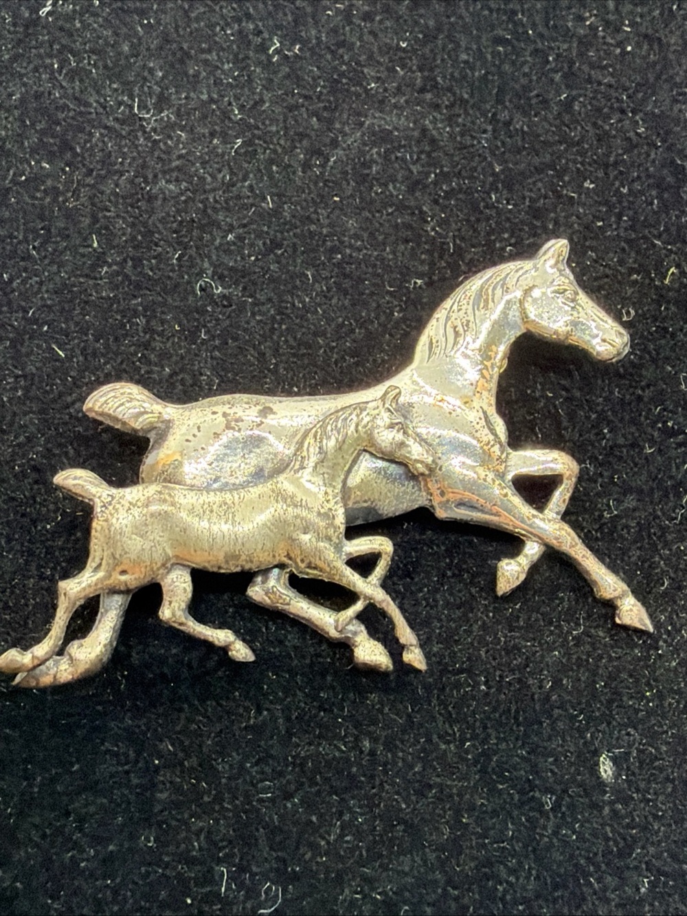 Vintage Beau 925 Silver Horse Duo Decorative Pin  brooch Classic Equestrian